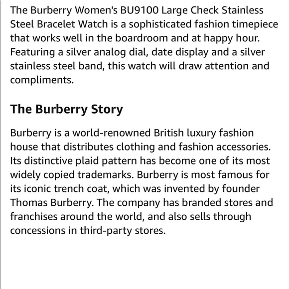 Burberry Large Check Stainless Steel Watch 34mm - Picture 4 of 5